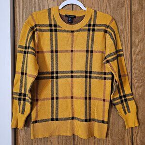 Tahari Mustard Sweater with Checkered Pattern